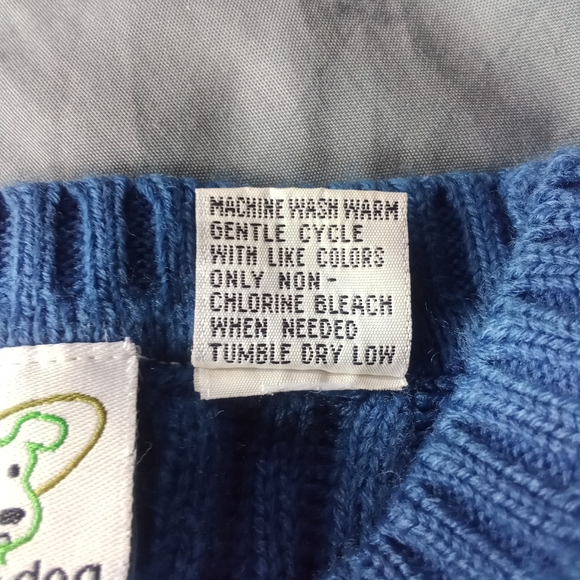 Women's Greendog Blue Ribbed All Over Crew Neck Knit Sweater Size Small Striped - Picture 11 of 11